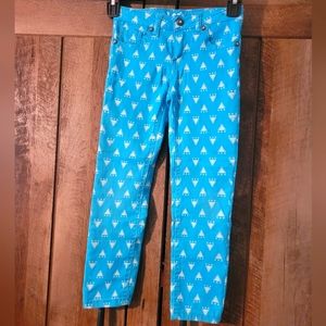 Sky Blue Lee Skinny Jeans, triangle print, size 6.